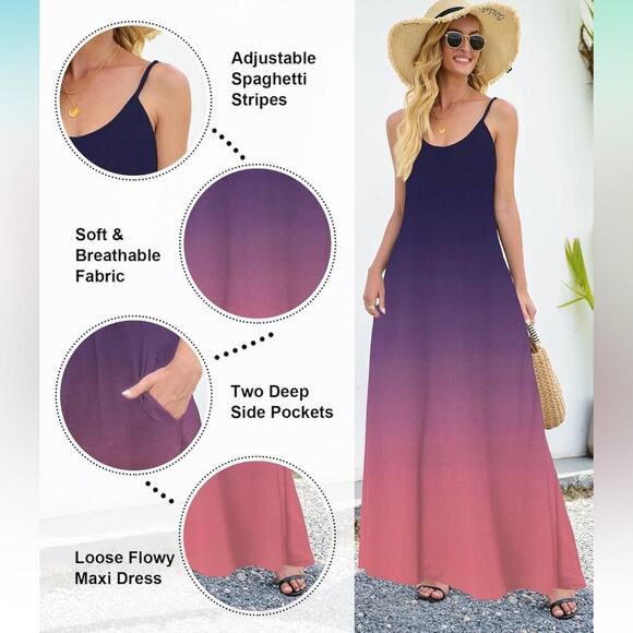 2025 Casual Sleeveless Sundress Plus Size Loose Long Summer Beach Maxi Dress L - Picture 2 of 3